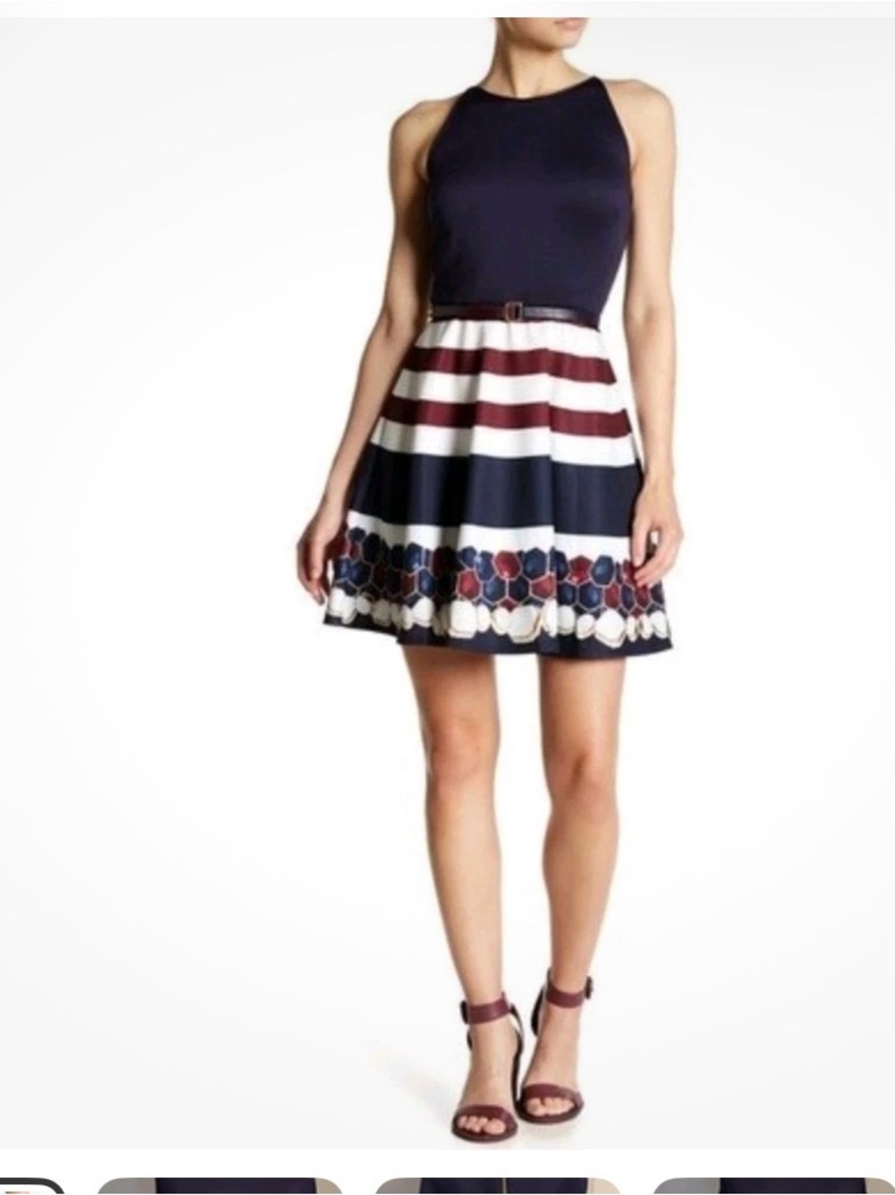 Ted Baker Annalie Fit & Flare Striped Dress Size 2